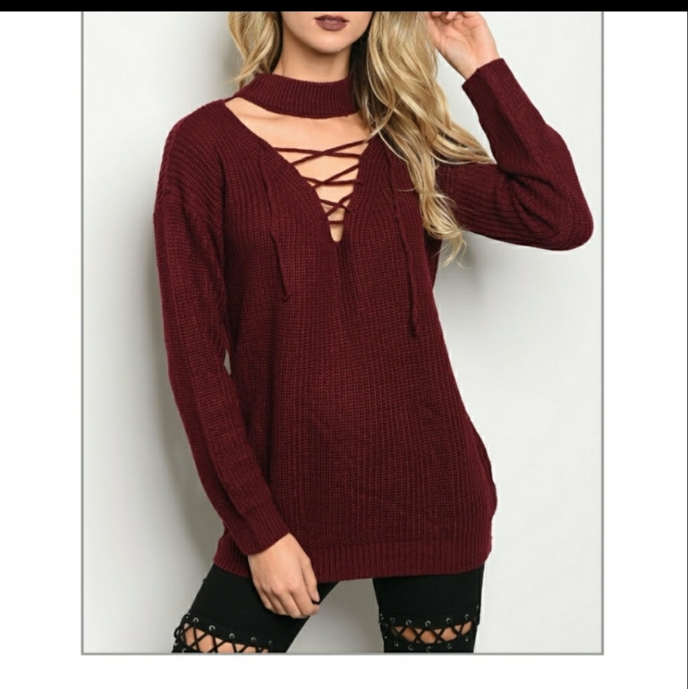 Lace up sweater